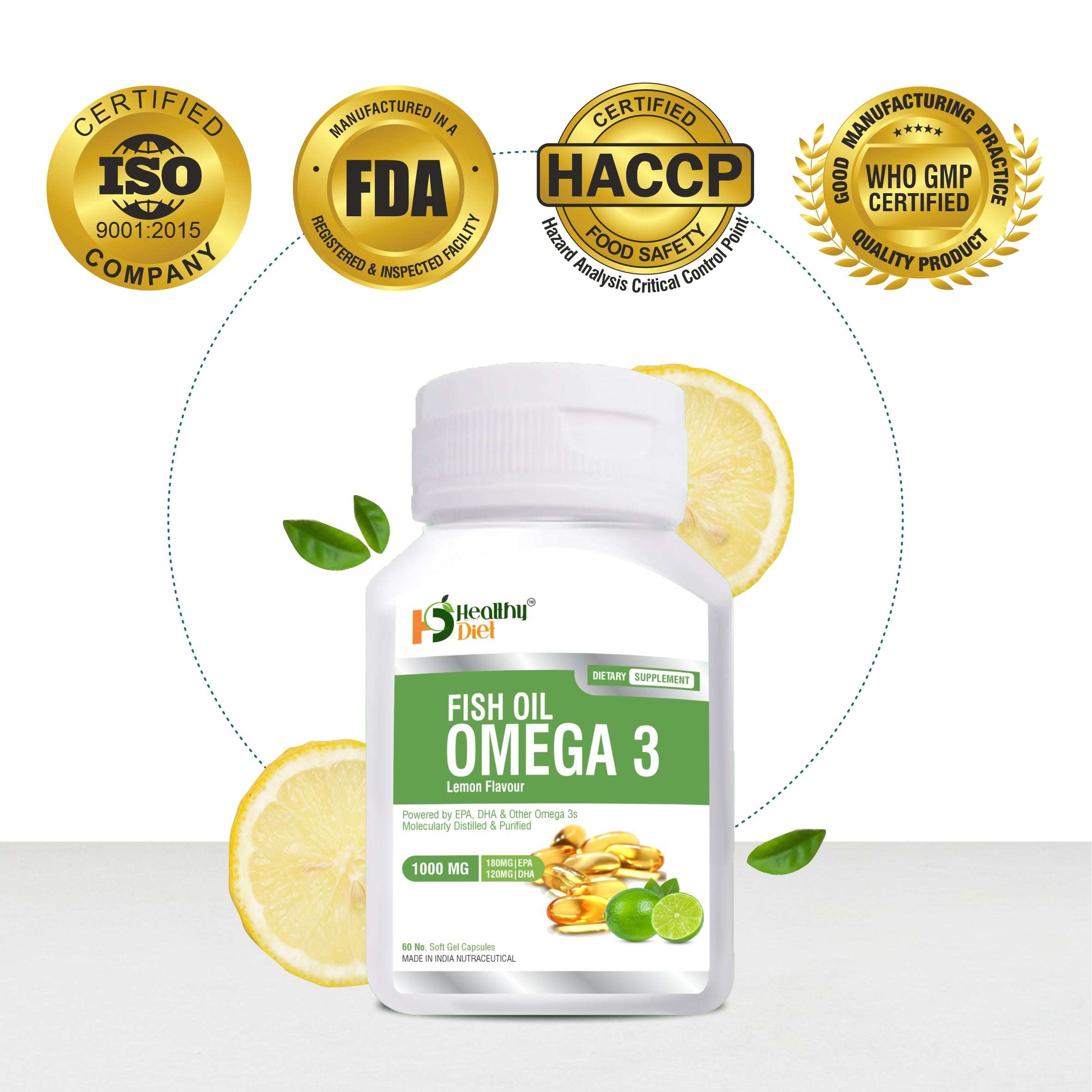 Healthy Diet Omega 3 Fish Oil Capsule Lemon Flavor